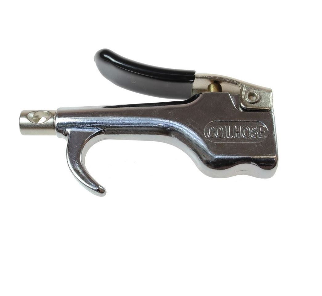COILHOSE BLOW GUN 1/4" NPT 150PSI 1/8" NOZZLE PORT THUMB LEVER, SAFETY